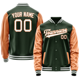 Custom Green Orange Solid Color Varsity Letterman Jacket JA02240617JG198