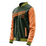 Custom Green Orange Solid Color Varsity Letterman Jacket JA02240617JG182