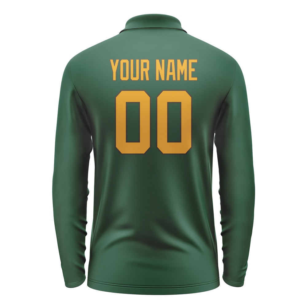Custom Green Yellow Long Sleeve Polo Shirt