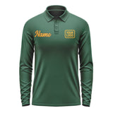 Custom Green Yellow Long Sleeve Polo Shirt