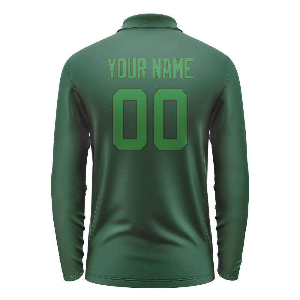 Custom Green Emerald Green Long Sleeve Polo Shirt