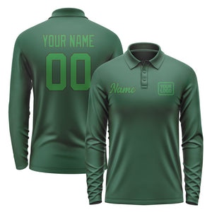 Custom Green Emerald Green Long Sleeve Polo Shirt