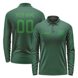 Custom Green Emerald Green Long Sleeve Polo Shirt
