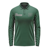 Custom Green Dark Grey Long Sleeve Polo Shirt
