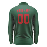 Custom Green Red Long Sleeve Polo Shirt
