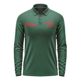 Custom Green Red Long Sleeve Polo Shirt