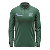 Custom Green Light Blue Long Sleeve Polo Shirt