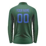 Custom Green Sky Blue Long Sleeve Polo Shirt