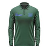 Custom Green Sky Blue Long Sleeve Polo Shirt