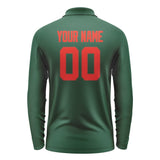 Custom Green Orange Red Long Sleeve Polo Shirt