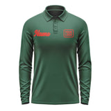 Custom Green Orange Red Long Sleeve Polo Shirt