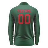 Custom Green Red Long Sleeve Polo Shirt