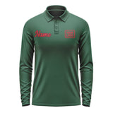 Custom Green Red Long Sleeve Polo Shirt