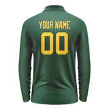 Custom Green Gold Long Sleeve Polo Shirt
