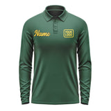 Custom Green Gold Long Sleeve Polo Shirt