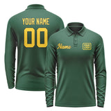 Custom Green Gold Long Sleeve Polo Shirt