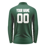 Custom Green White Long Sleeve Polo Shirt