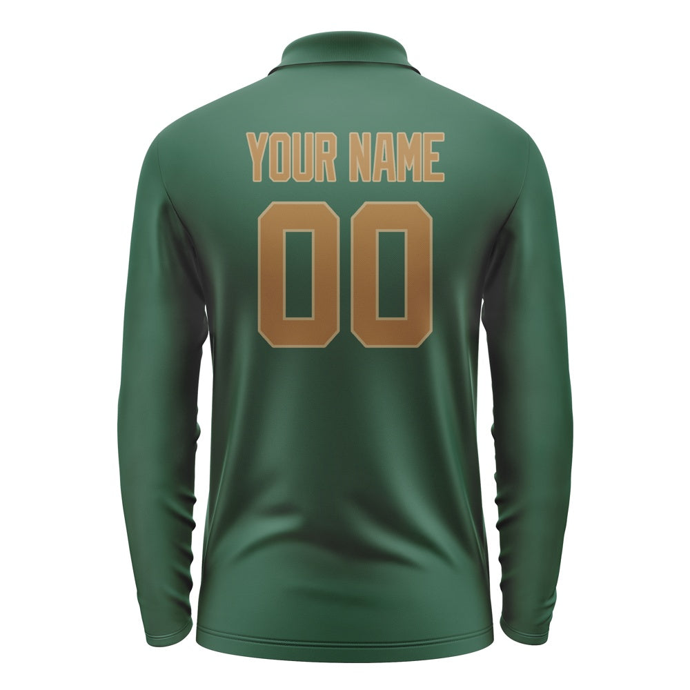 Custom Green Khaki Long Sleeve Polo Shirt