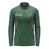 Custom Green Khaki Long Sleeve Polo Shirt
