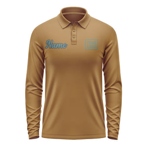 Custom Khaki Blue Green Long Sleeve Polo Shirt