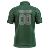 Custom Green Dark Grey Short-Sleeve Polo Shirt