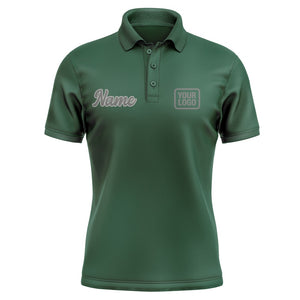 Custom Green Dark Grey Short-Sleeve Polo Shirt
