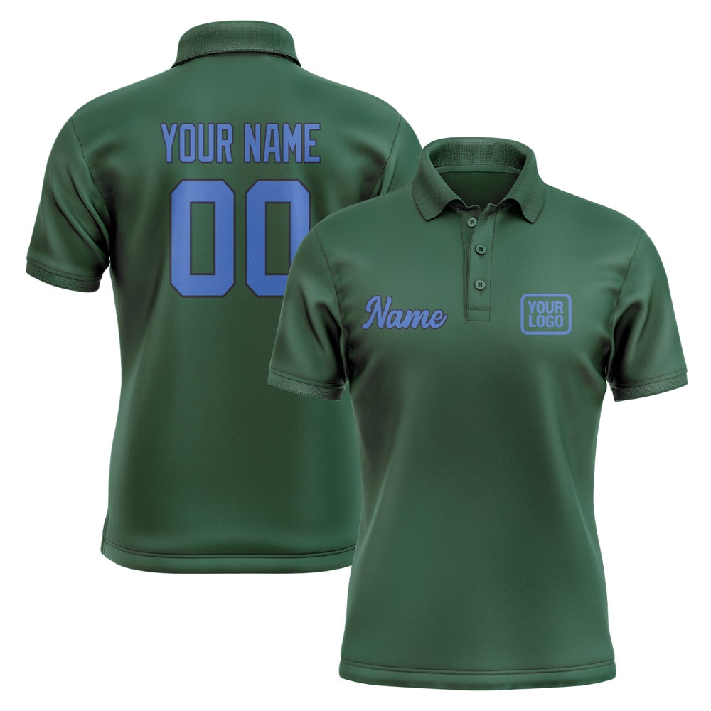 Custom Green Sky Blue Short-Sleeve Polo Shirt