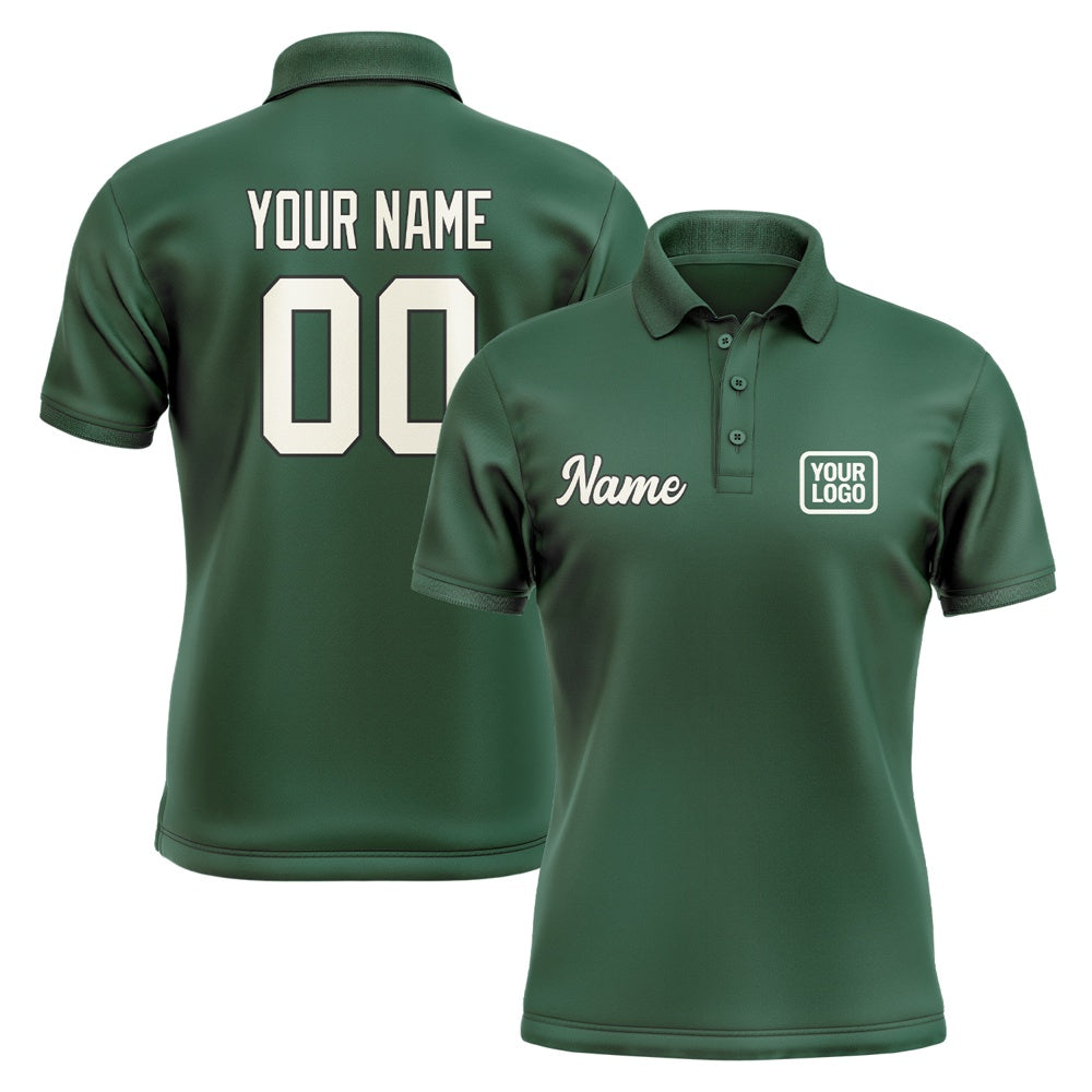 Custom Green Cream Short-Sleeve Polo Shirt