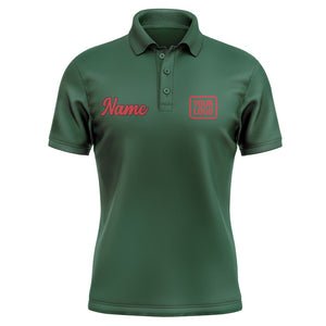 Custom Green Red Short-Sleeve Polo Shirt