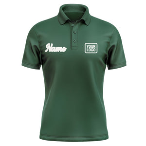 Custom Green White Short-Sleeve Polo Shirt