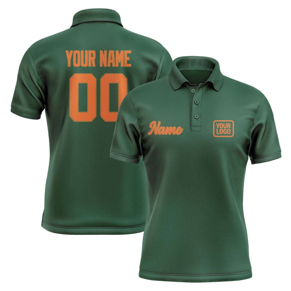 Custom Green Orange Short-Sleeve Polo Shirt