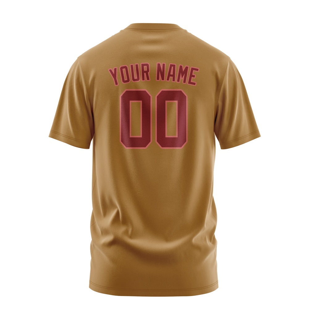 Custom Khaki Crimson Red T-Shirt