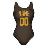 Custom Brown Yellow Swimsuit