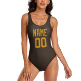 Custom Brown Yellow Swimsuit
