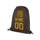 Custom Brown Yellow Drawstring Bag