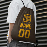 Custom Brown Yellow Drawstring Bag