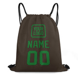 Custom Brown Emerald Green Drawstring Bag
