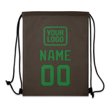 Custom Brown Emerald Green Drawstring Bag