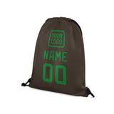 Custom Brown Emerald Green Drawstring Bag