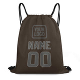Custom Brown Dark Grey Drawstring Bag