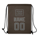 Custom Brown Dark Grey Drawstring Bag