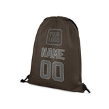 Custom Brown Dark Grey Drawstring Bag