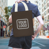 Custom Brown Dark Grey Canvas Tote Bag