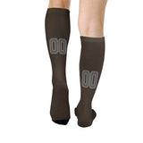 Custom Brown Dark Grey Knee-High Sock