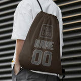 Custom Brown Dark Grey Drawstring Bag