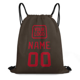 Custom Brown Red Drawstring Bag