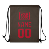 Custom Brown Red Drawstring Bag