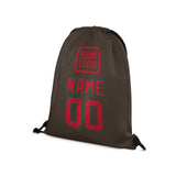 Custom Brown Red Drawstring Bag
