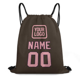 Custom Brown Light Pink Drawstring Bag