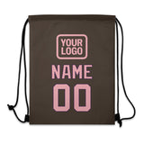 Custom Brown Light Pink Drawstring Bag